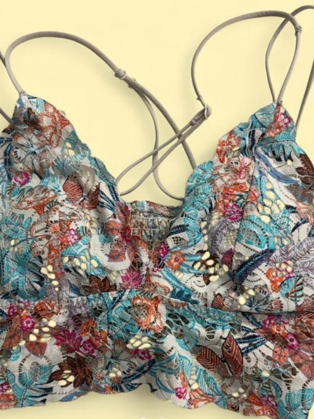 Victoria’s Secret Floral Lace Smocked Bralette | Tropical Print | Medium